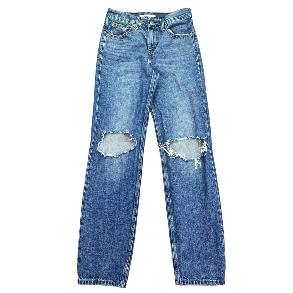 Levi's Low Pro Straight Leg Ripped Knee Distressed Jeans W24 Fits 26" Y2K Grunge